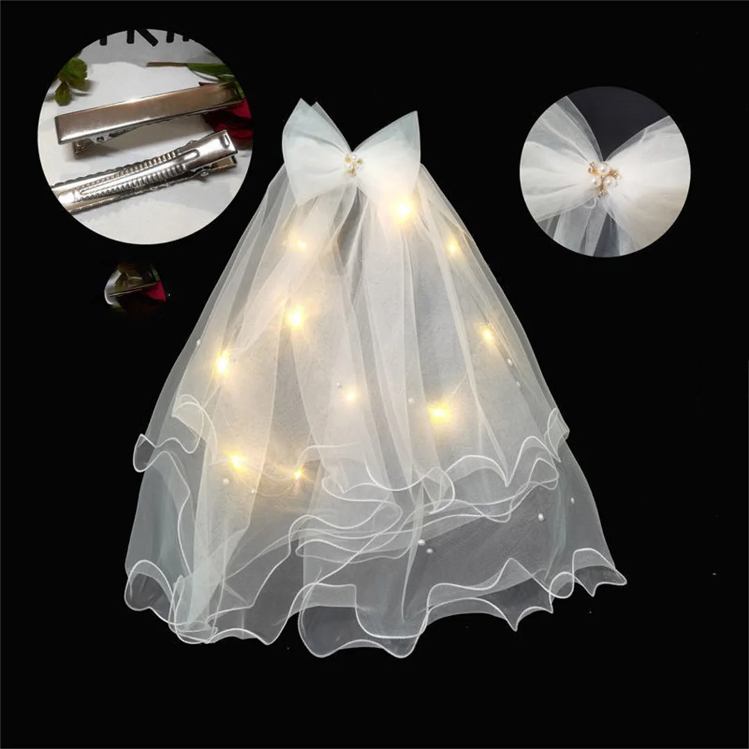 Veil light with light Bridal wedding dress accessories for marriage proposal photo