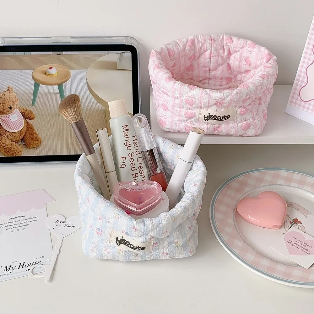 Ruffle Travel Cosmetic Bag Pencil Case Multi-functional Makeup Storage Pouch Fruit Strawberry Bowknot Cloth Toiletry Bag