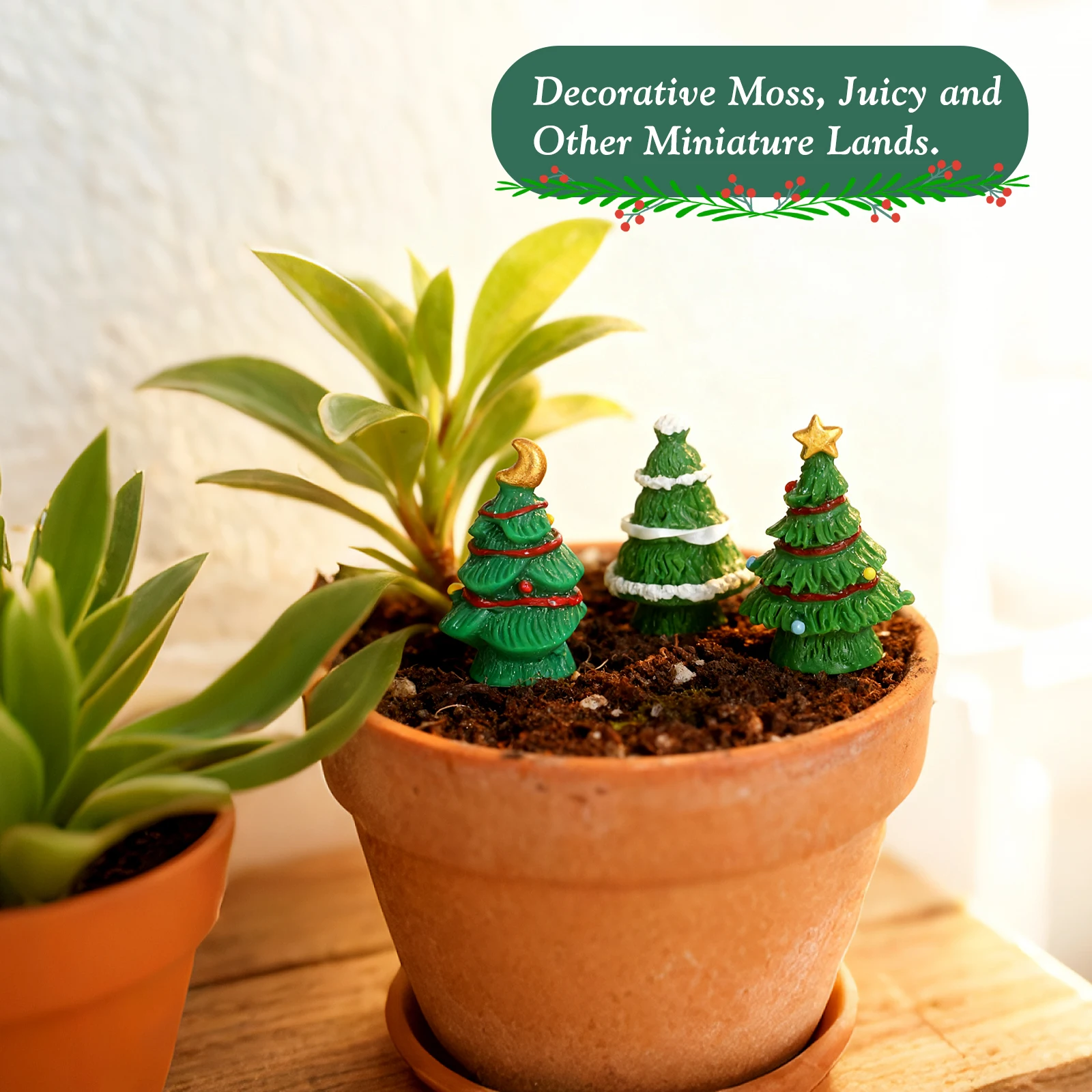 

30Pcs Resin Landscape Decor Christmas Microlandscape Ornament Creative Mini Tree for Indoor Outdoor Decoration