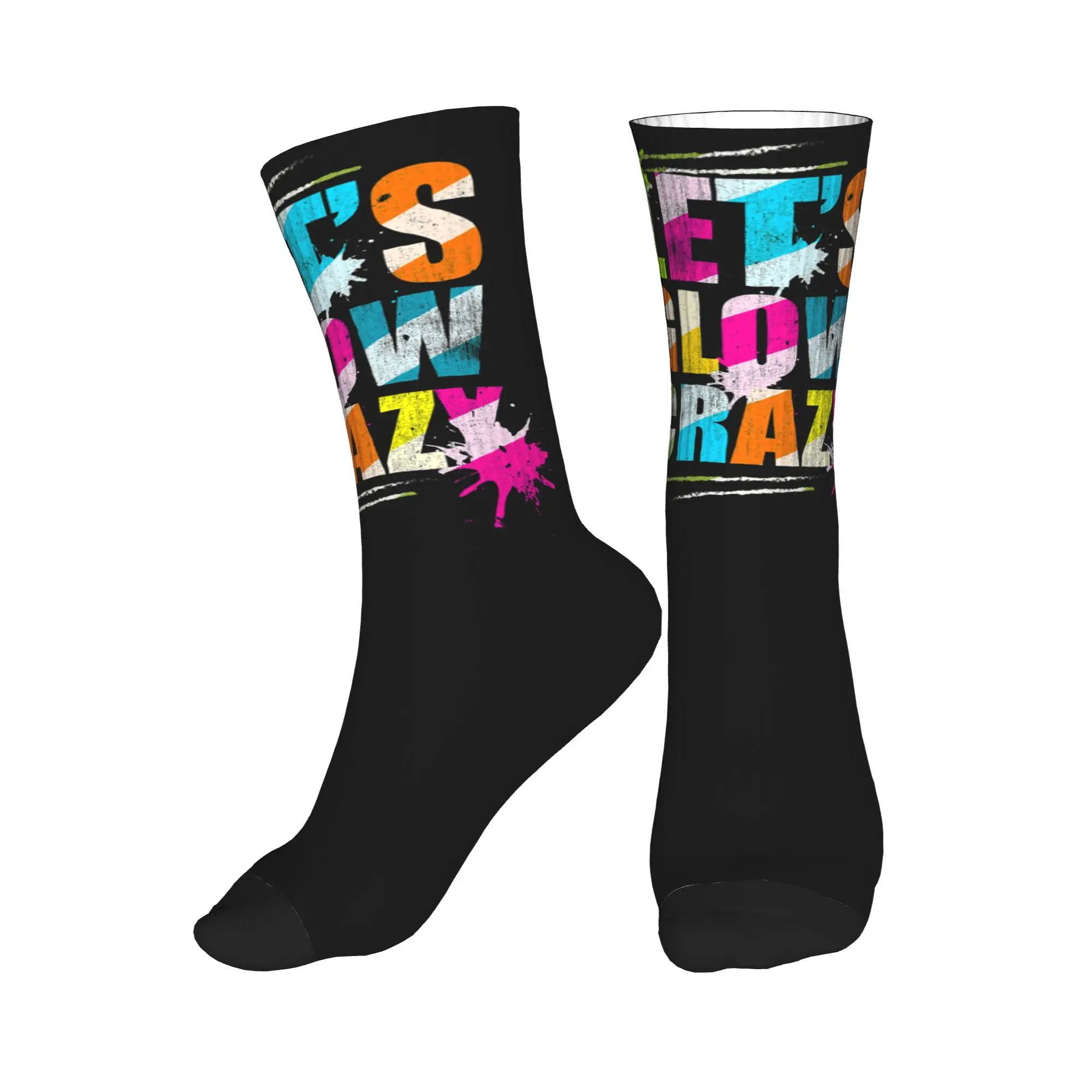 

Всесезонные неоновые носки Let's Glow Crazy для вечеринок, рэва и спорта, средней длины, модные, для мужчин и женщин