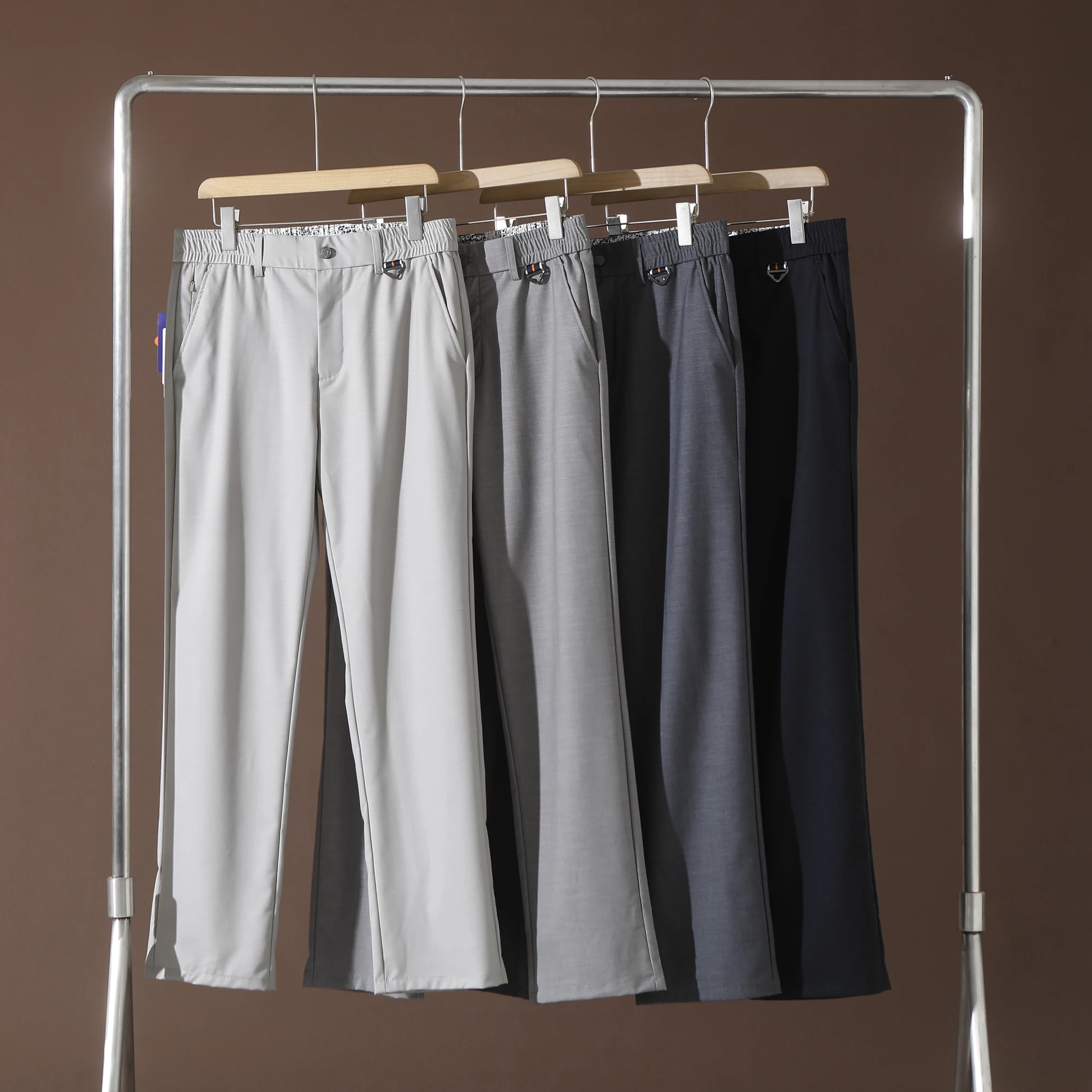 

Men's Casual Straight Leg Pants Breathable Linen Thin Spring Summer Pure Color Versatile Business Casual Trousers