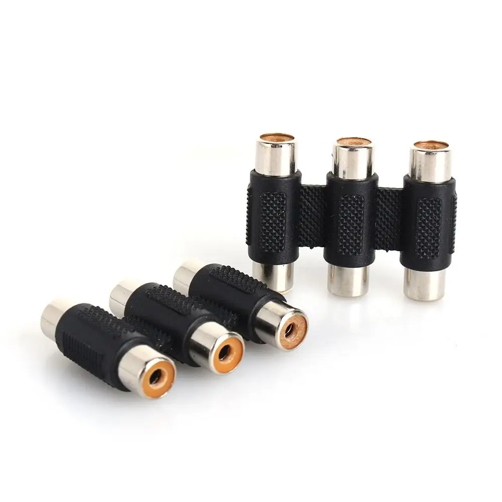 3-Way AV Video Female to Female Jack Connector Coupler Adapter - 1pc