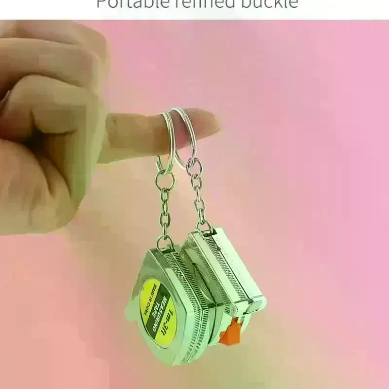 Mini 1 Meter Keychain Tape Measure Electroplated Portable Inch & Metric Dual Scale Small Pocket Steel Measuring Tool