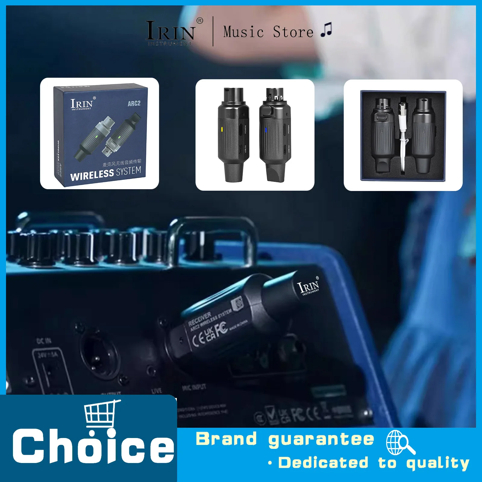 

Microphone Wireless Audio Transmission System 800mA Battery U-Band Frequency Transmitter Receiver with Built-in 7 Channels