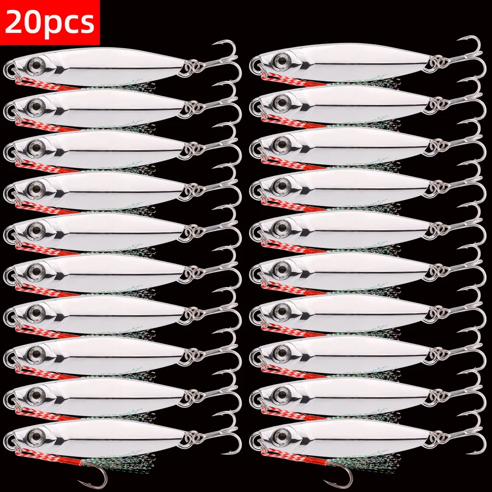 10/20PCS Metal Jig Fishing Lure 7g-80g Shore Cast Hook Swimbait Artificial Bait Pesca Sea Pike Bass Accessories Spinning Tackle