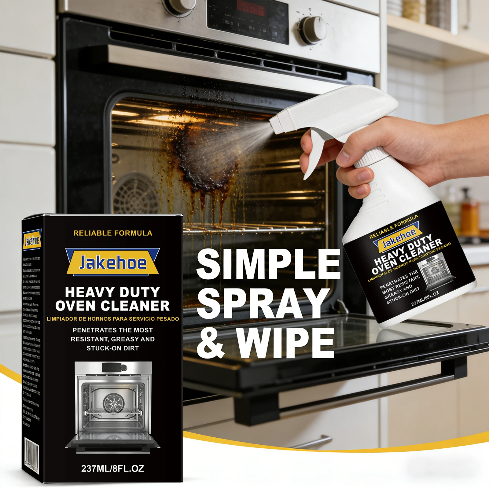 

JAKEHOE Heavy Duty Oven Cleaner Removing Food Residues Decompose Stubborn Oil Stains Freshing Kitchen Oil Stains Cleaning Spray