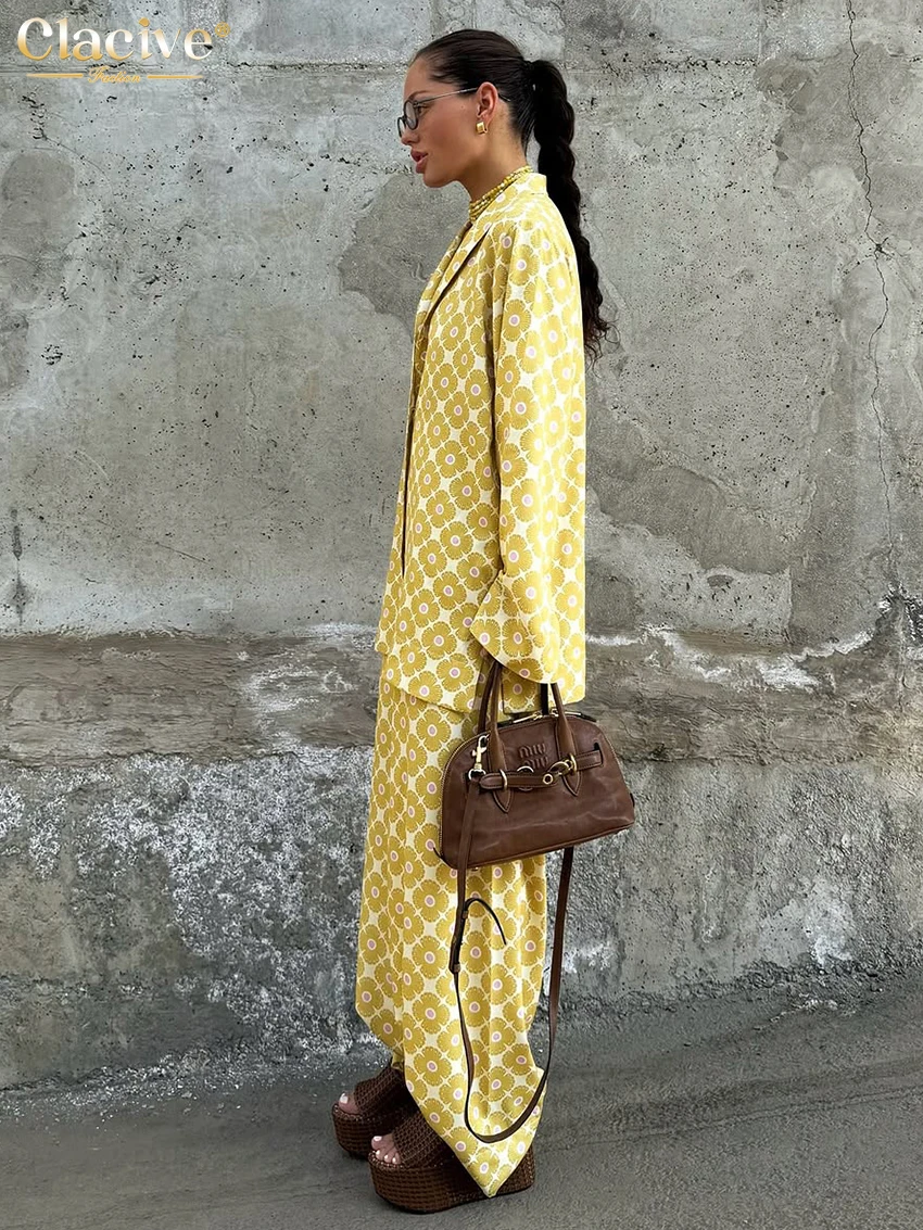 Elegant Women's Two-Piece Set: Long Sleeve Blouse & High-Waist Pants