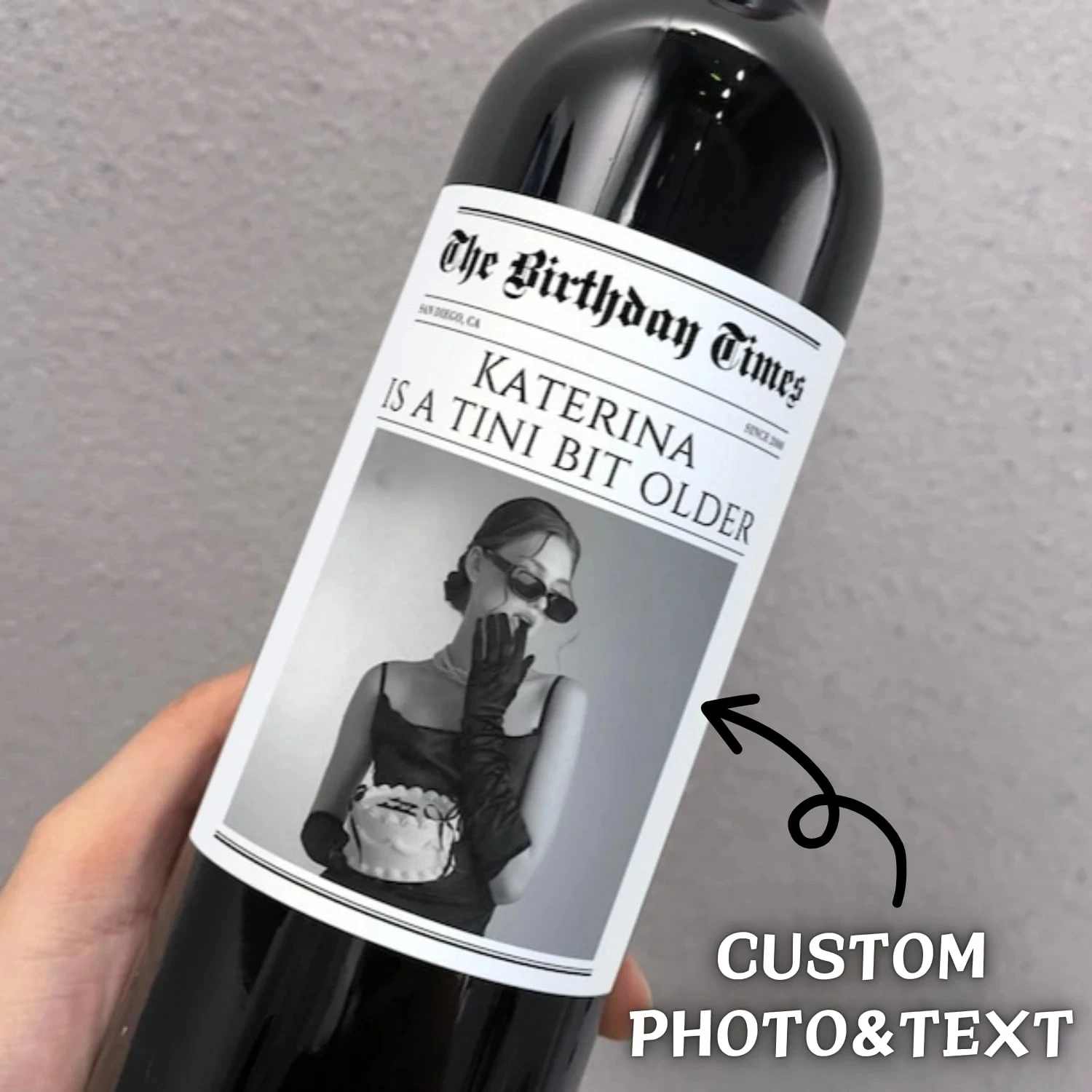 

1-12PCS 4 Sizes Custom Wine Label,Personalized Newspaper Photo,Black And White Brides Proposal,Wedding Gift,Anniversary Gift