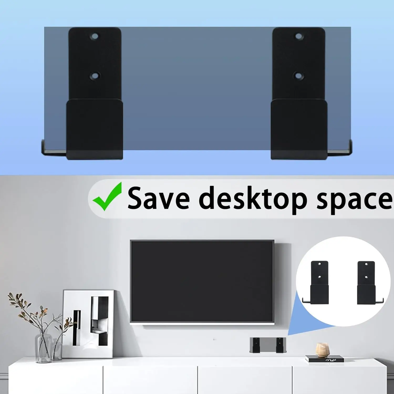 Совместим с Samsung Frame TV One Connect box Настенное крепление Большая версия 43–75 дюймов Большие кронштейны для крепления на стену Вешалка