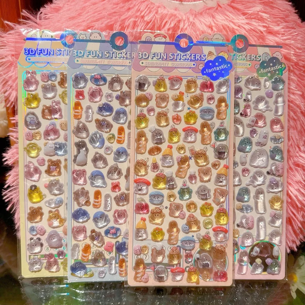 

3D-наклейки Youyou Family с объемным кристаллическим эффектом, мультяшные стикеры для детей, поощрения для школьников, украшение для телефона, Papery Pop Store