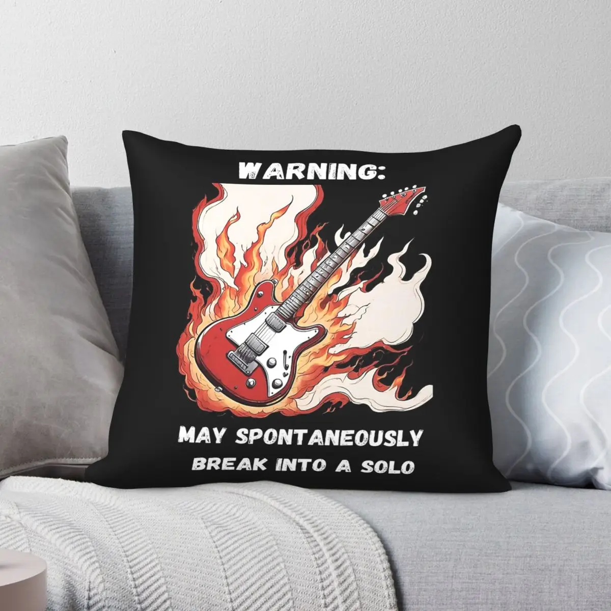 Guitar Break Into A Solo Square Pillowcase Polyester Linen Velvet Printed Zip Decorative Throw Pillow Case Car Cushion Case