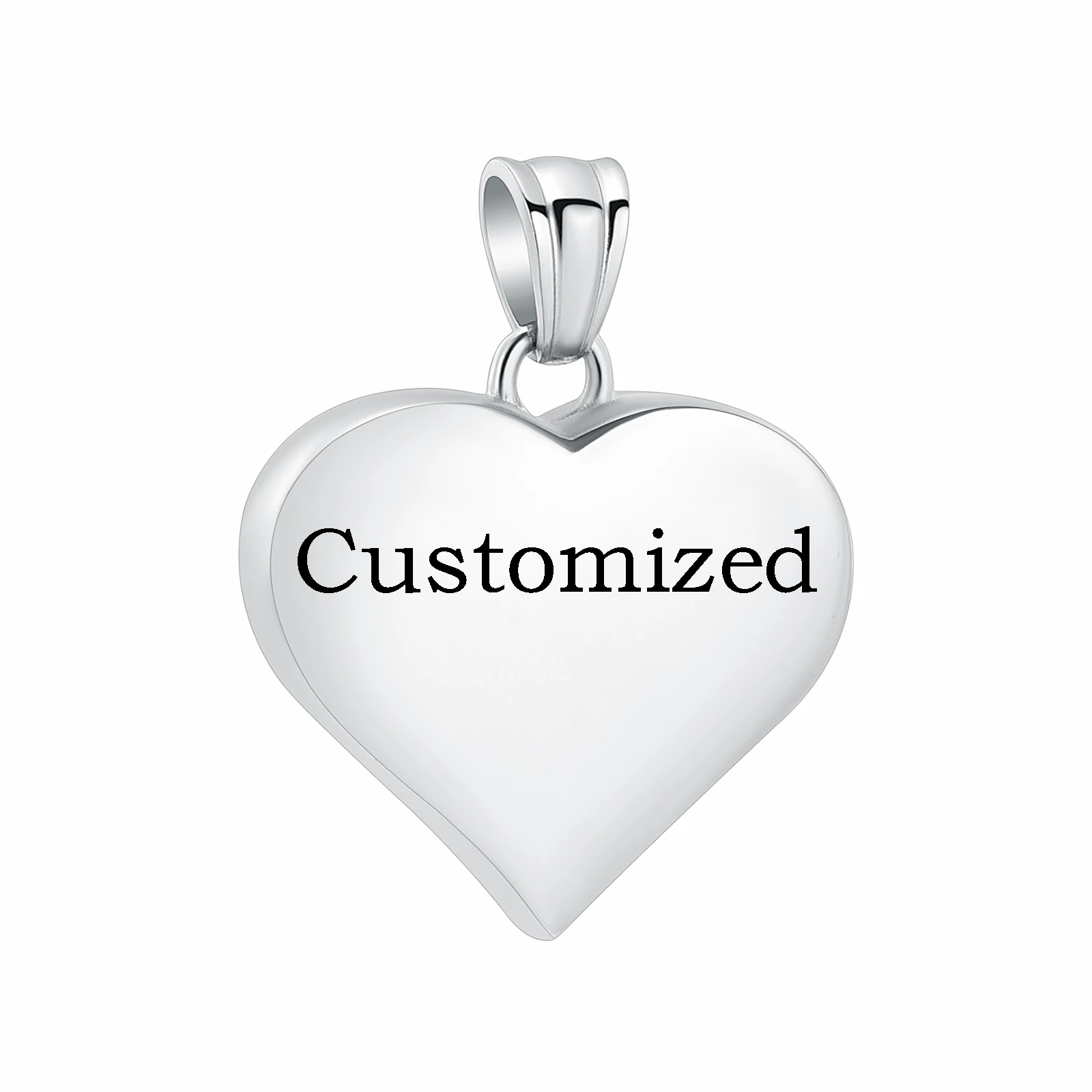 Engraved Heart Mini Urns Cremation Pendant Memorial Necklace For Human/Pet Ashes Stainless Steel Keepsake Jewelry