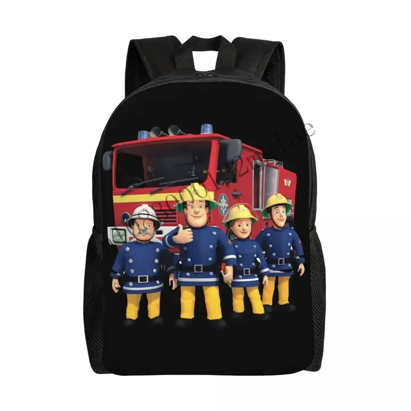 Customized Fireman Sam Backpacks Women Men Fashion Bookbag For School College Cartoon Firefighter Bags CMM221