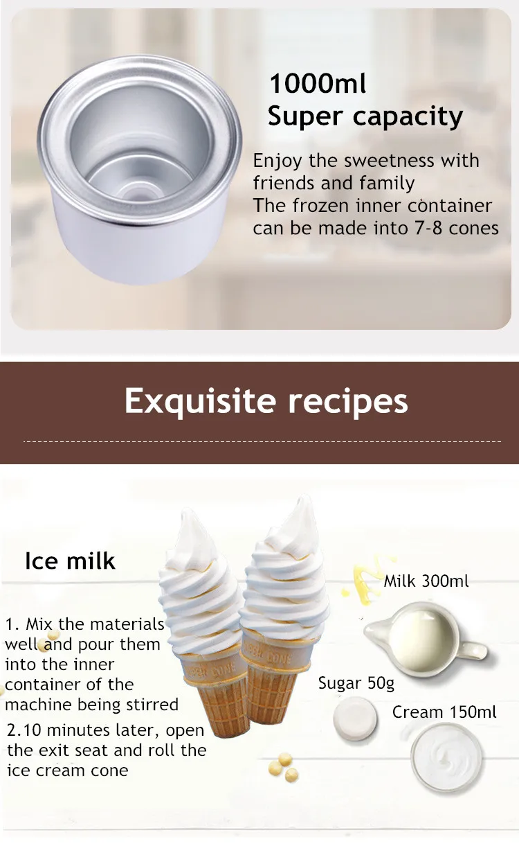 Eismaschine, manuell, automatische Tischplatte, einfache Bedienung, große Kapazität, Mini-Soft-Eismaschine für Zuhause, DI – Detail 3