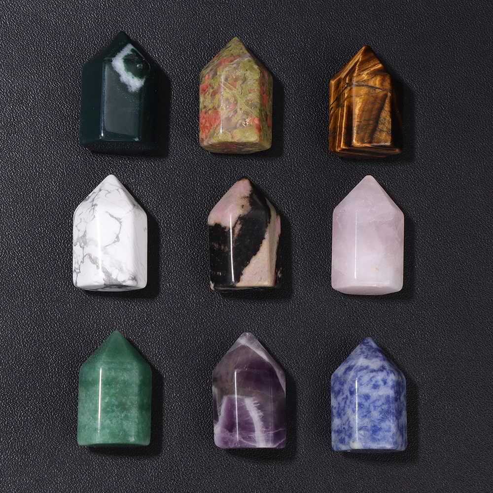 14x26mm Hexagonal Column Natural Stone Ornaments Chakra Healing Quartz Ore Crystal Prisms Obelisk Wand Energy Home Decoration