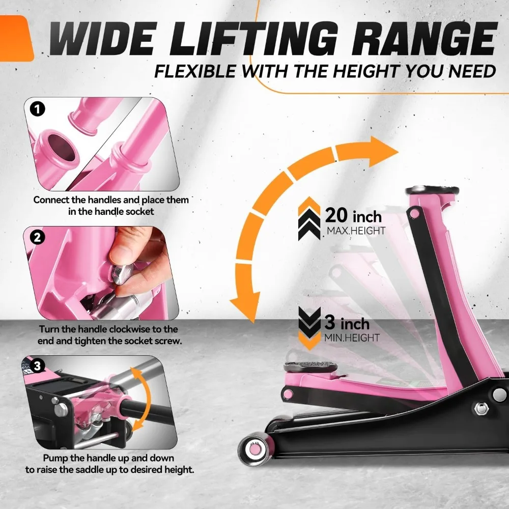 헤비 듀티 3톤 저프로파일 유압 자동차 리프트 잭 듀얼 피스톤으로 빠른 리프팅 및 레이싱 성능