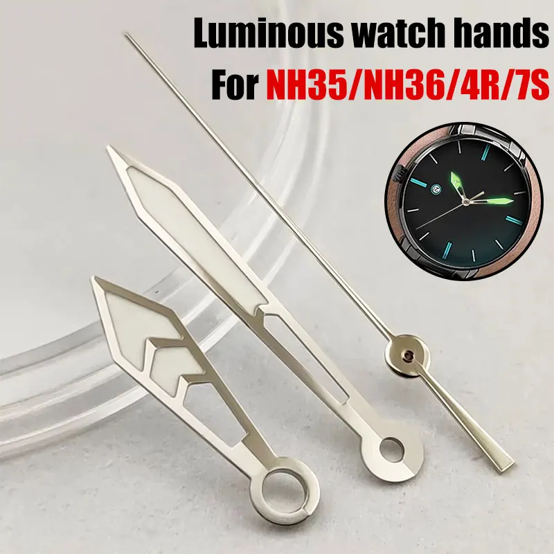 

NH35 стрелки, высококачественные ремешки для часов NH36, аксессуары для часов, ремешки, подходят для механизмов NH35/NH36/4R/7S, зеленые светящиеся