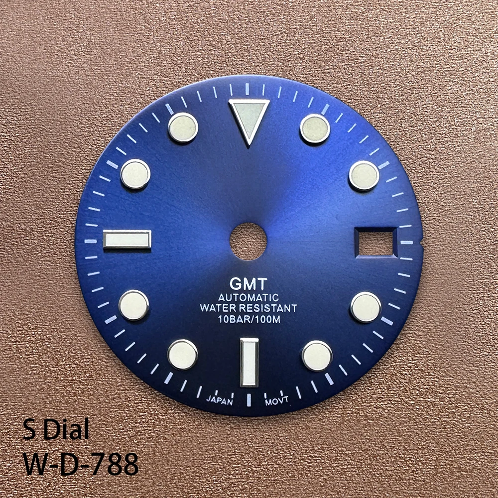 29mm S Logo GMT Dial Suitable For NH34 Janpan Movement Green Luminous Black Sunray Quality Dial Watch Modification Accessories