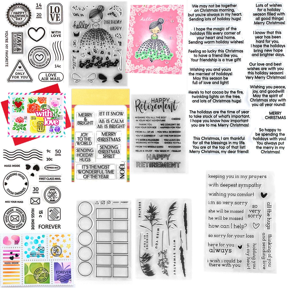 

Postage Collage Love Star Snowflake Clear Stamps For DIY Craft Making Card Album Scrapbooking Decoration Transparent Stamps