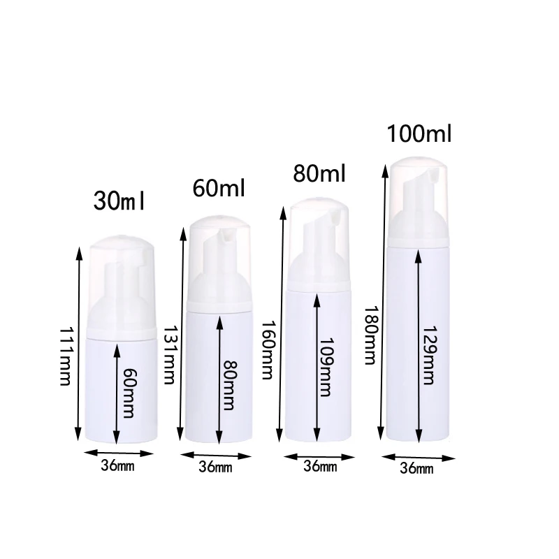 30ml/50ml/60ml/80ml/100ml Foam Soap Pump Bottle Empty Plastic Mousse Facial Cleanser Refillable Lotion Shampoo Liquid Dispenser