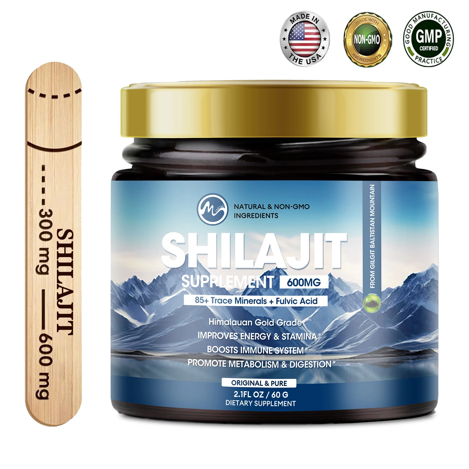 100% Pure Organic Shilajit ,Natural Shilajit Mineral Supplements with 85+ Trace Minerals & Fulvic Acid for Man Energy Stamina