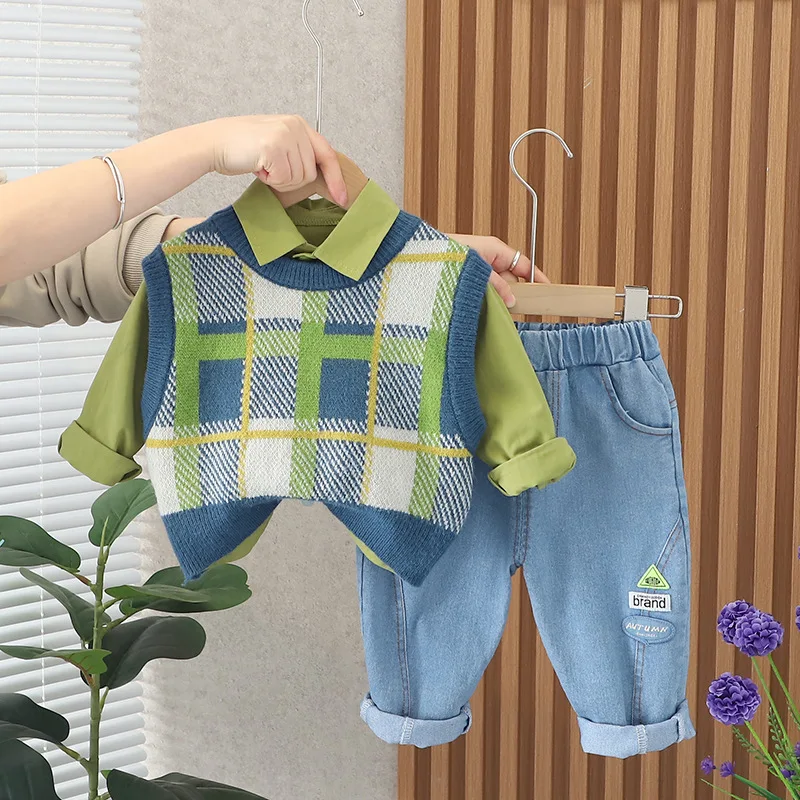 Spring Baby Boys Clothing Sets Kids Vest Shirt Jeans 3 Pieces Suit Infant Clothes Outfits Children Casual Sportswear 1-4 Years