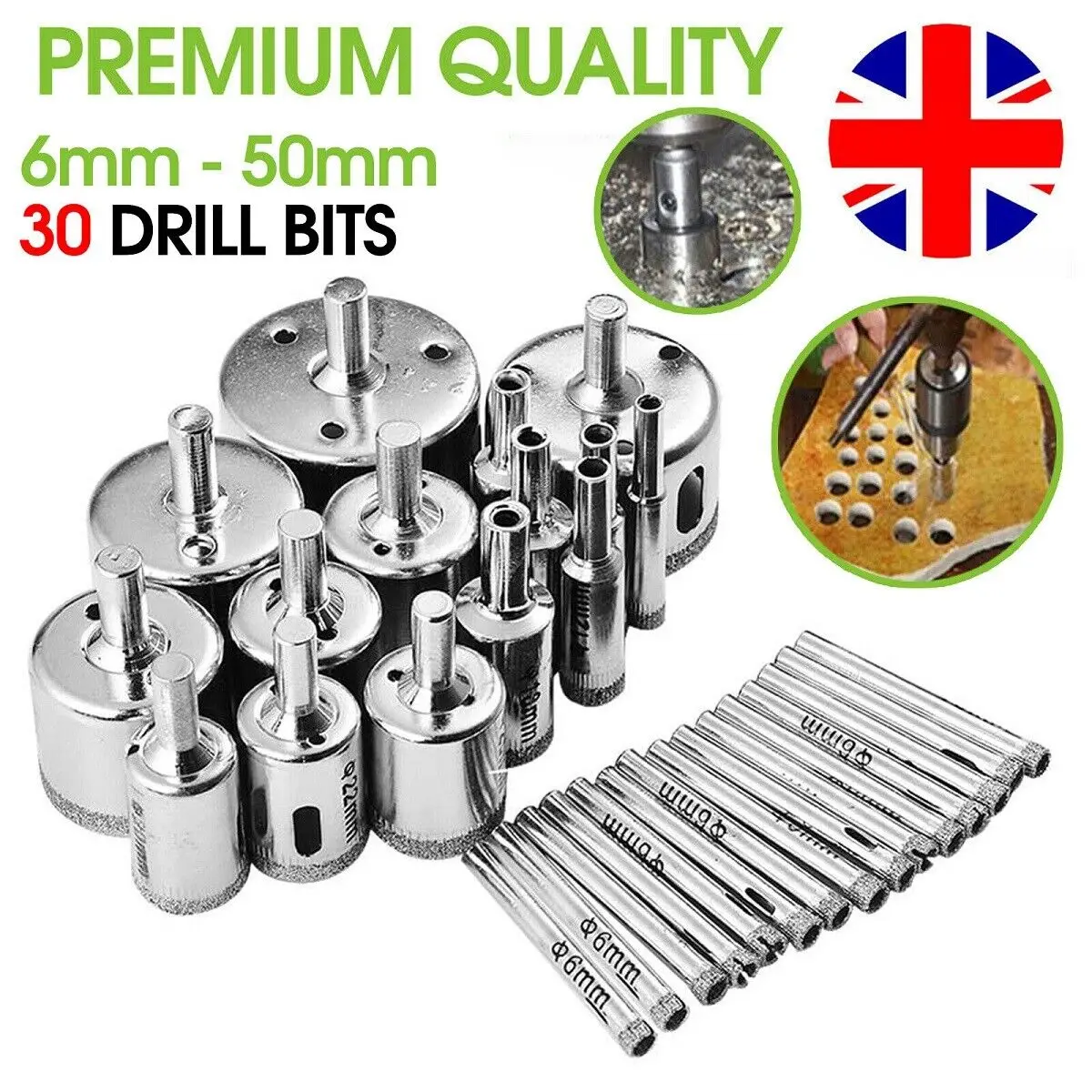 Original New Masonry Hole Drill Set Hole Drill Bits 6-50MM Cutters For Tile Glass Marble Ceramic 30pcs