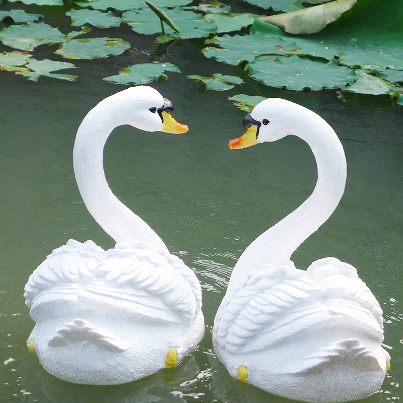 [YL]-Floating Water White and Black Swan Statue, Creative Swimming Pool, Outdoor Garden, Pond Decorative Sculpture, Home Decor O