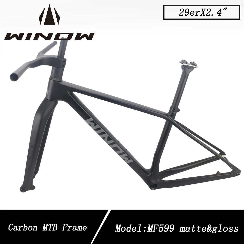 

Winowsports Hardtail Frameset Carbon MTB Frame 29er Disc Brake Thru Axle 148mm Mountain Bicycle Frames Full Hidden Cable