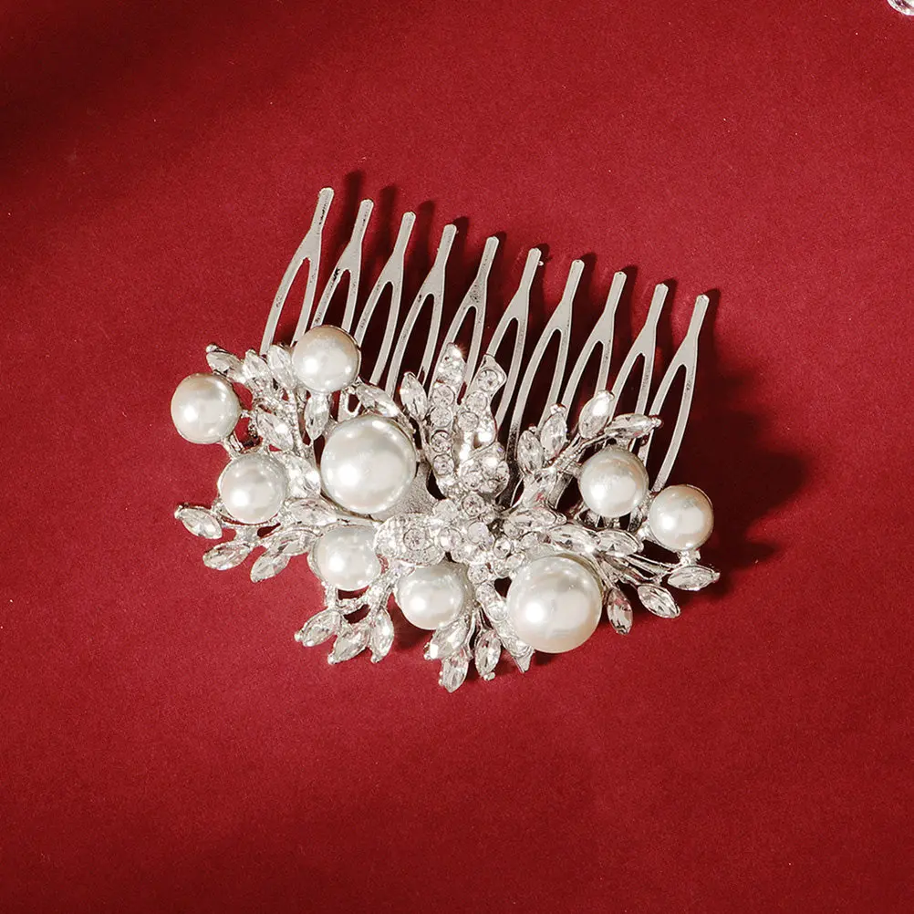 

1Pcs Gorgeous Pearl Hair Comb Stylish Bridal Hair Comb for Wedding Ceremony Party Dance Ball Gown Formal Occasion Women Hairpin