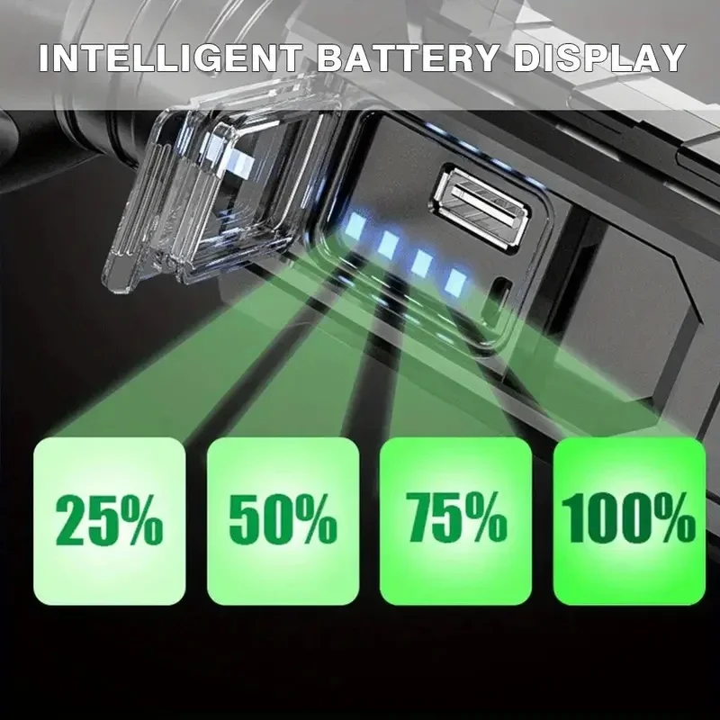 Imagem -04 - Lanterna Led Portátil Poderosa com Suporte Recarregável Super Brilhante Luz de Trabalho Holofote Portátil 1500000 Lumens