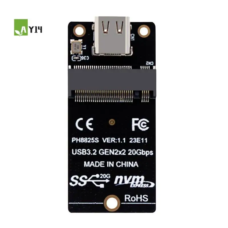 

AY14 -1 PCS M.2 To Type C SSD Adapter ASM2364 NVME Riser Board ABS 20Gbps Conversion Board 2000MB/S For SSD 2230/42/60/80