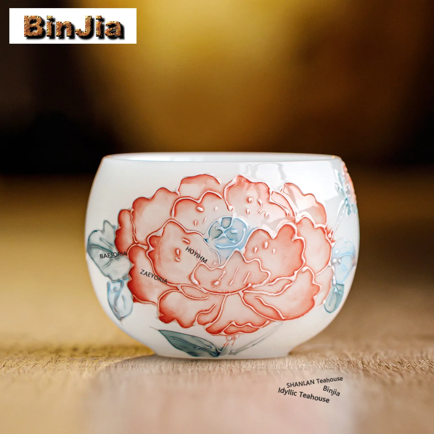 125ml Eisjade-Porzellan Handbemalte Blumen-Teetasse Zen-Teeschalen-Set Teeverkostungs-Meditationstasse Jianzhan Meistertassen Cha
