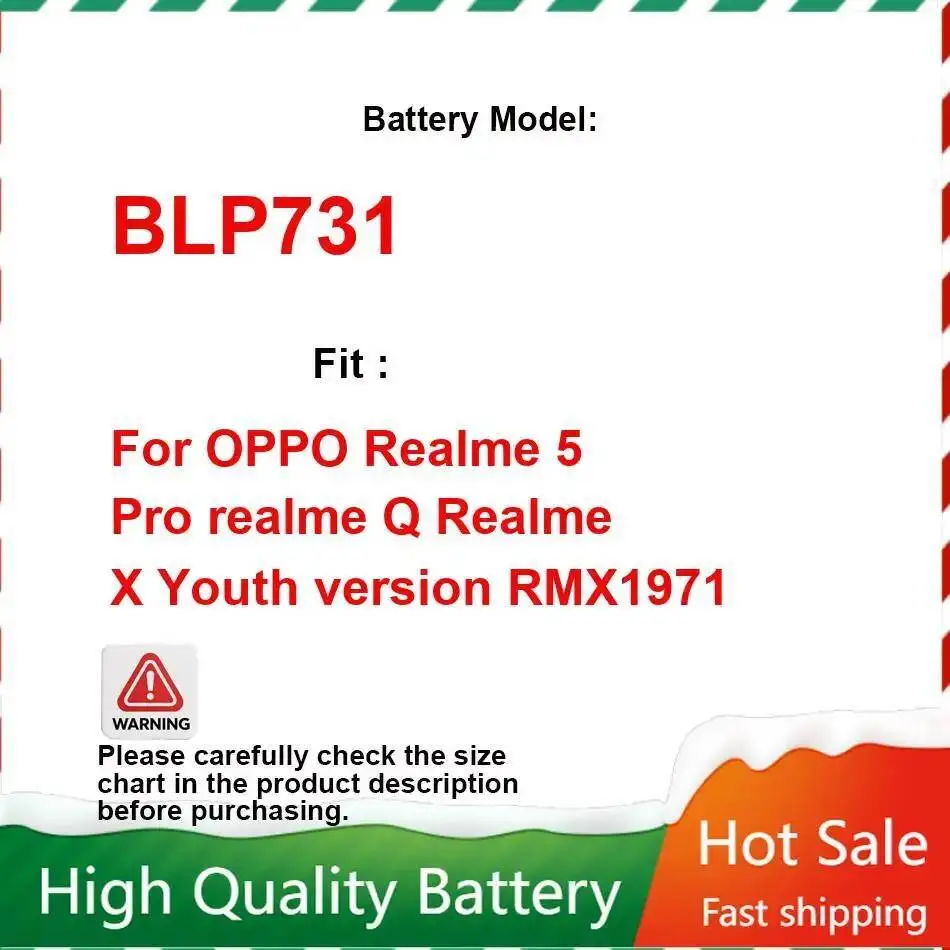 

For Oppo Realme 5 Pro Q X Youth Version RMX1971 4035Mah Rapid Charging Mobile Phone Battery Portable BLP731