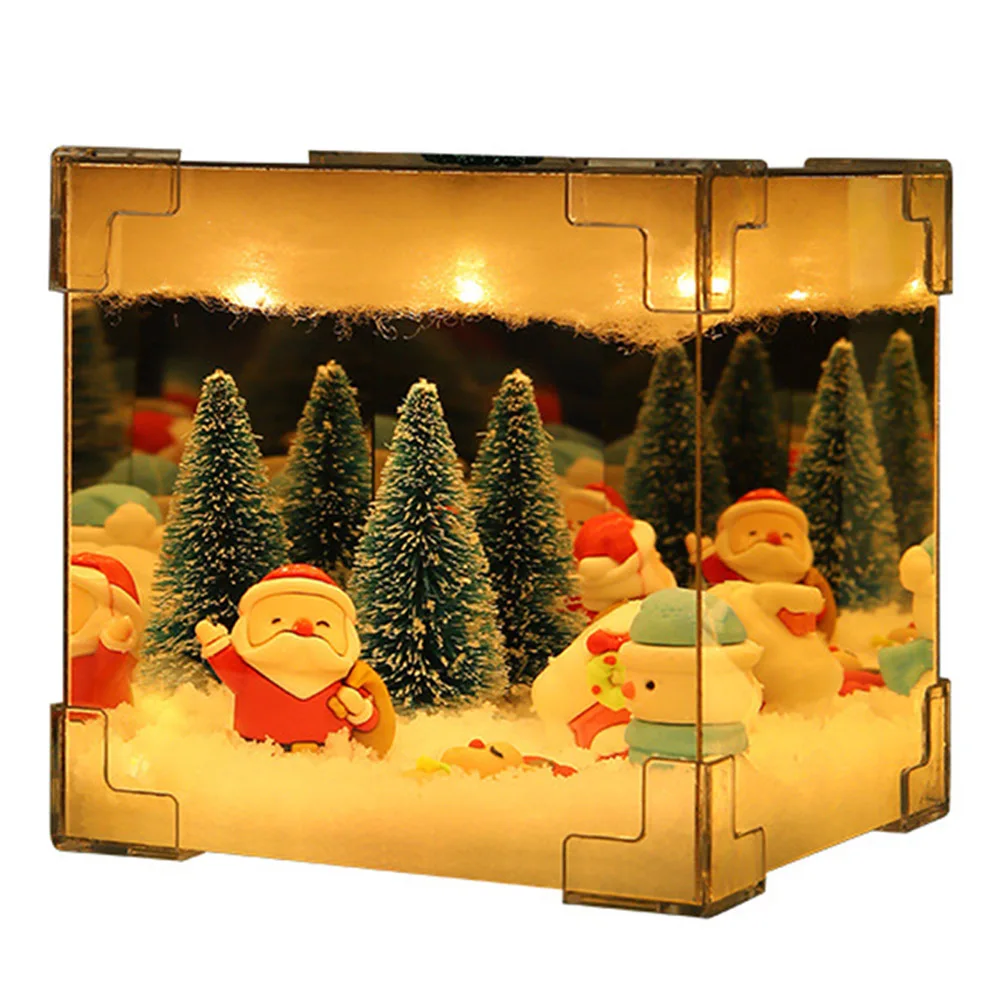 Santa Claus Night Light Material Package Cube Design Nightlight Christmas Lighting Decoration for Indoor Festive Decor