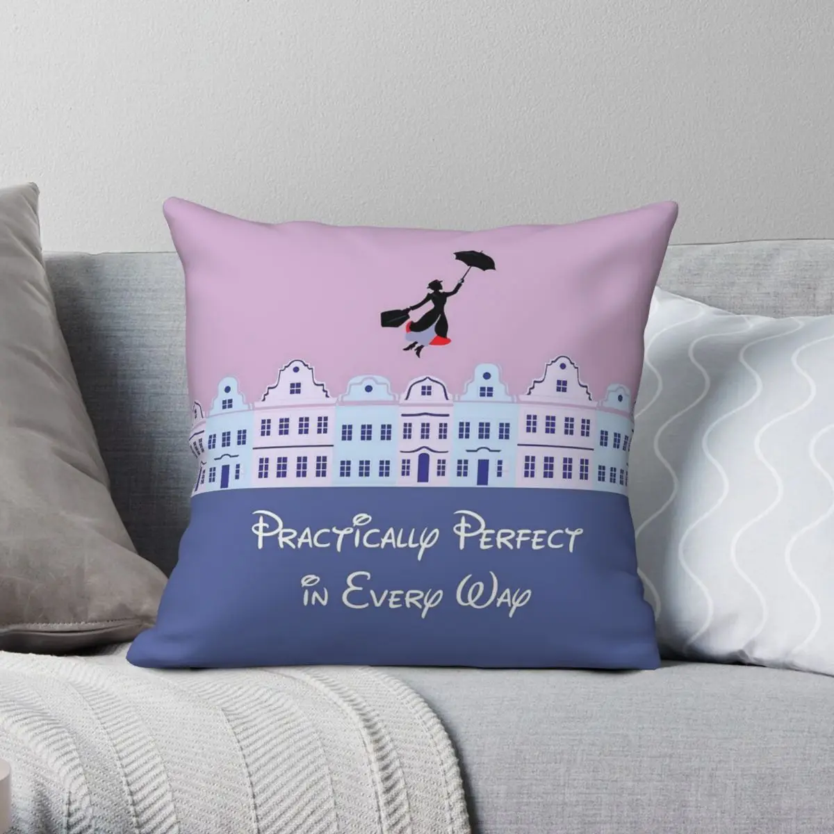 Mary Poppins Practically Perfect Square Pillowcase Polyester Linen Velvet Creative Zip Throw Pillow Case Home Cushion Cover