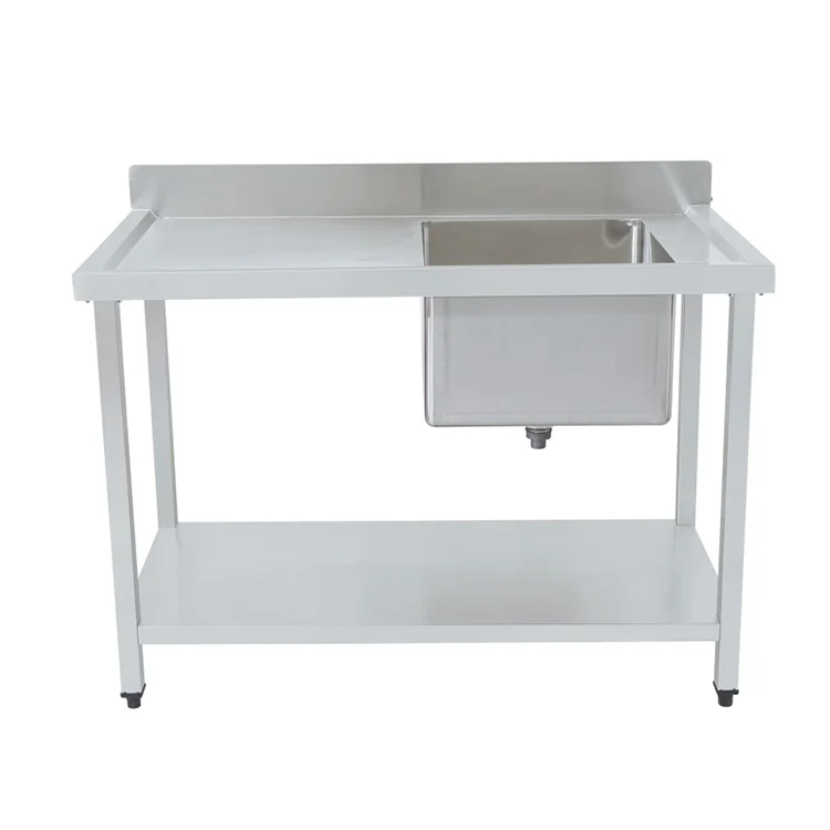 Commercial Kitchen Heavy Duty Stainless Steel Work Table Outdoor Sink Table for Restaurant