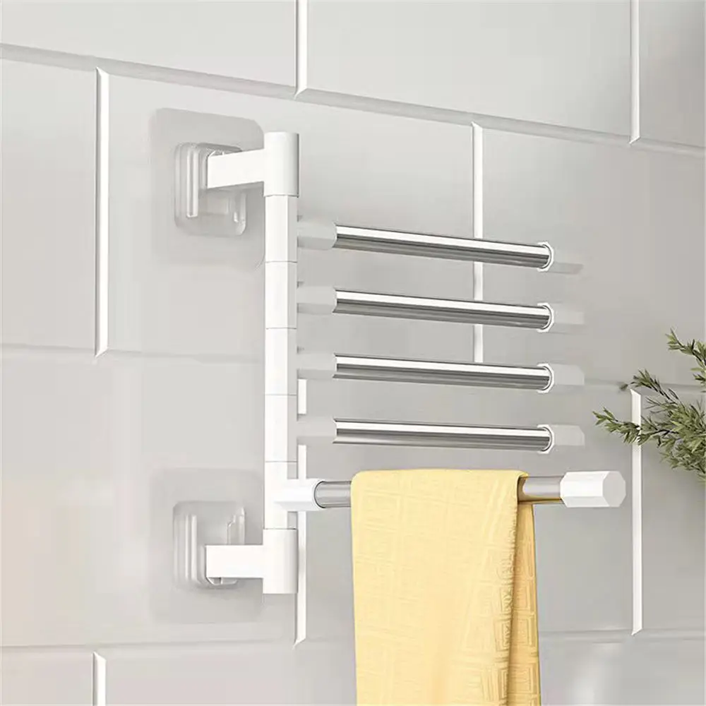 Rotatable Towel Rack 2-8-Bar Towel Hanger Hanging Holder Aluminum Bathroom Wall Mounted Bracket Practical Home Hardware