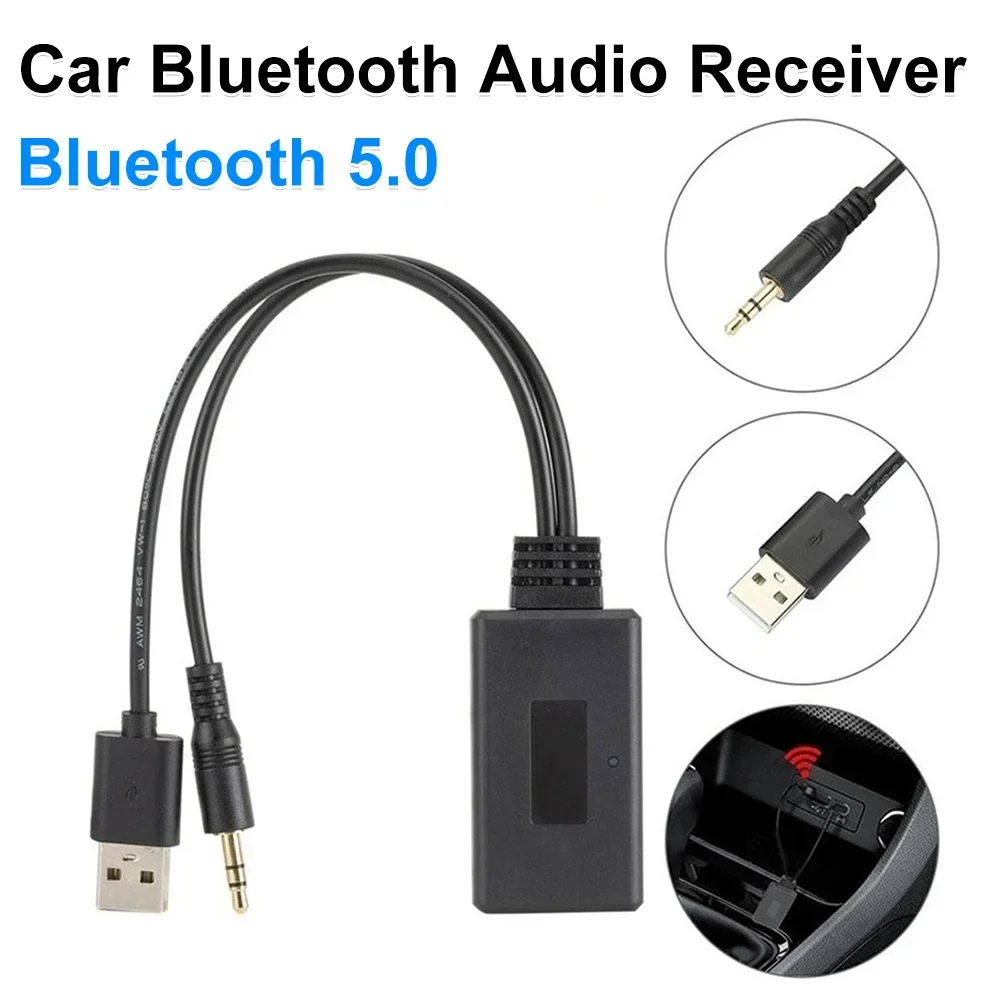 Picture 3: Universal Car Wireless Bluetooth Compatible Receiver USB 3.5Mm Auxiliary Media Bluetooth 5.0 Music Player Audio Cable Adapter
