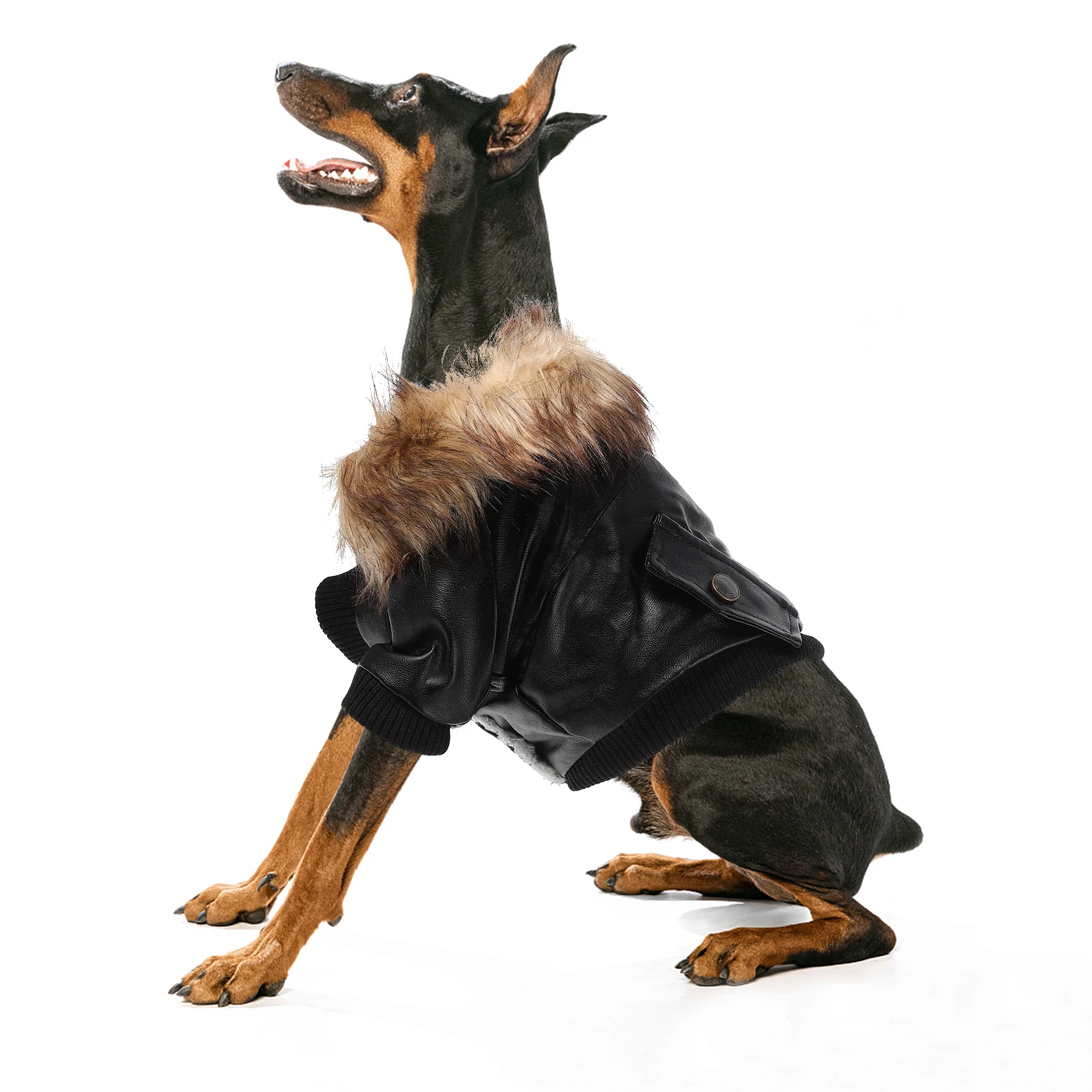

Dog Jacket Warm Coats Winter Clothes Costumes Black Puppy Cold Weather Windproof Outfit
