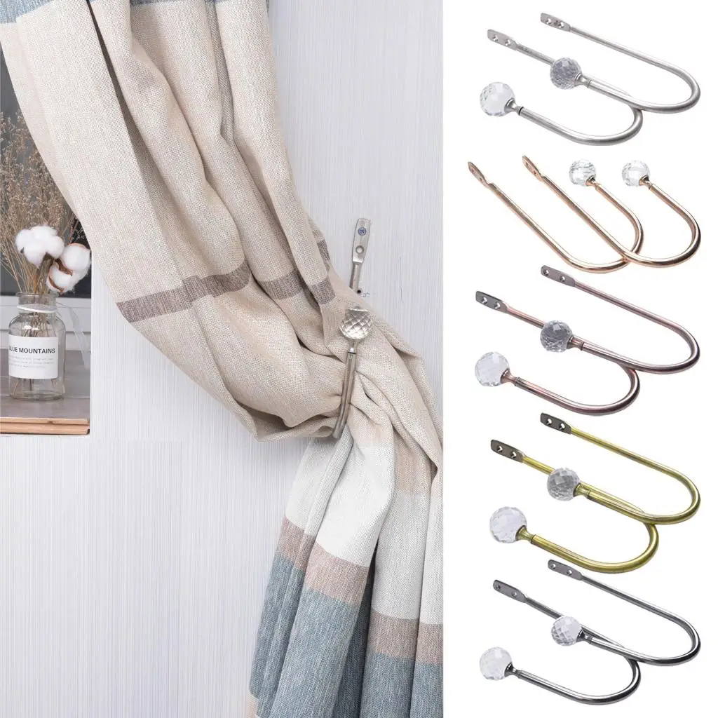 Window Curtain Holdback Pair Alloy Decorative Drape Tieback Wall Mount Curtain Accessory for Home Living Room