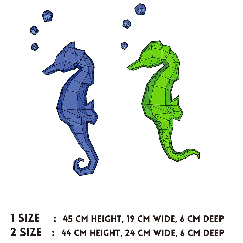 3D Paper Mold Animal Non-Finished Seahorse Animal Model Folding Paper Work DIY Craft Wall Home Decor Craft Figurines Miniatures