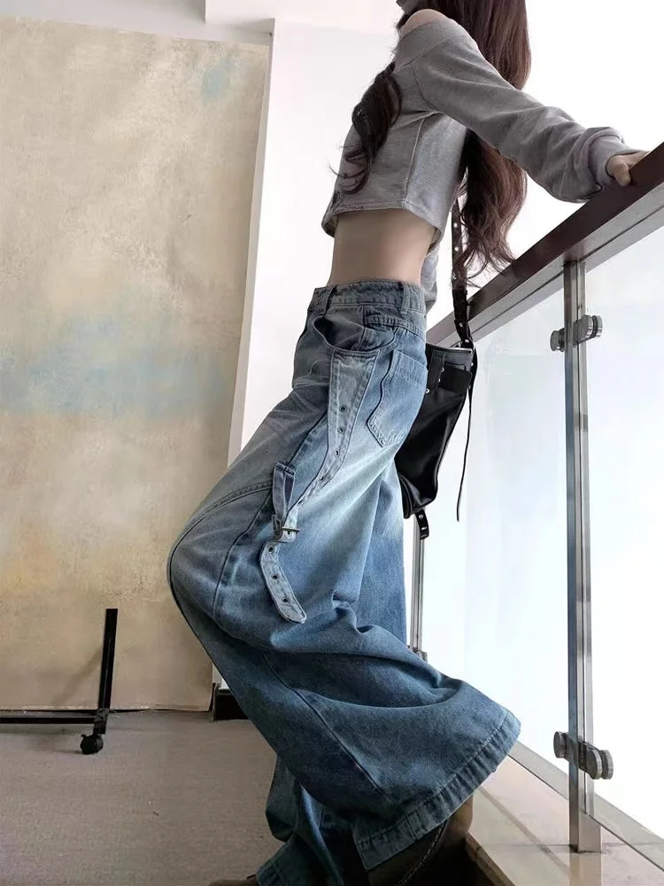 

Летние женские джинсы с рюшами, плиссированные, драпированные, с разрезом, асимметричные детали, боковая драпировка, палаццо, жидкий, стильный, шикарный, модный