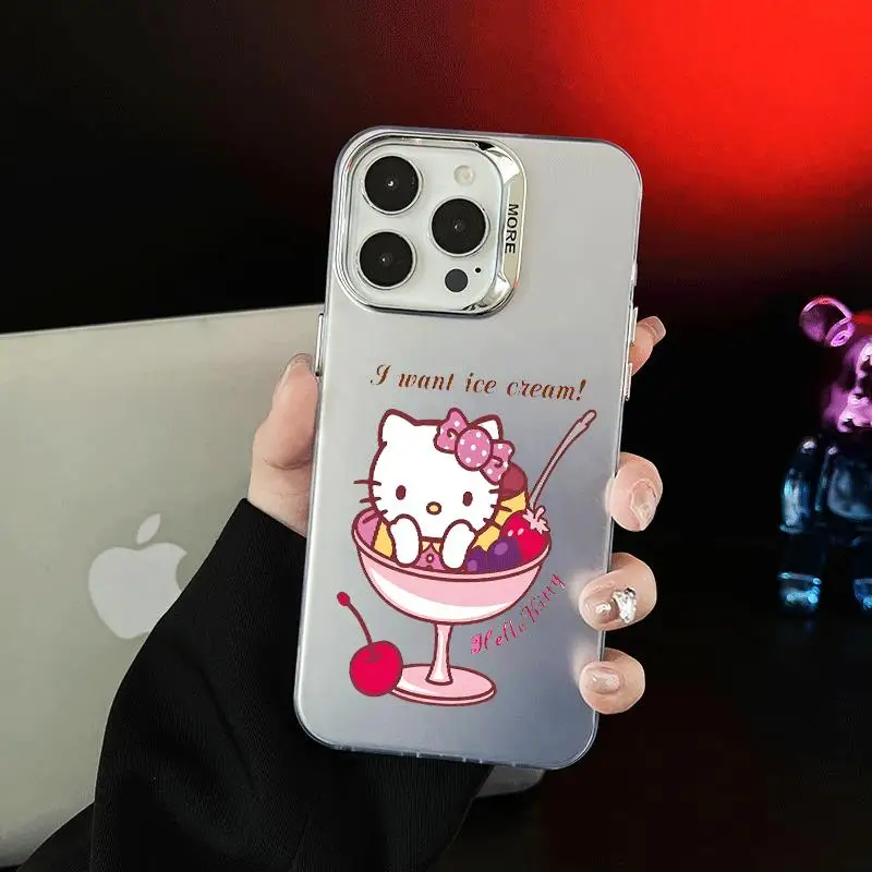 Cute Cartoon Sanrio Hello Kitty for Apple Iphone 16 15 14 13 12 11 XS XR X Pro Max Plus Soft Anti Fall Measures Slip White Case