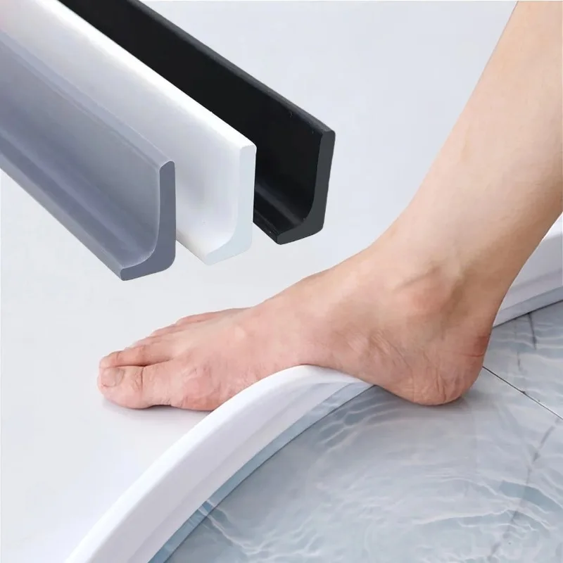 

Rubber Silicone Shower Barrier Water Stopper Bathroom L-shape Strip Water Retaining Strip Bendable Door Dam Bottom Sealing Strip