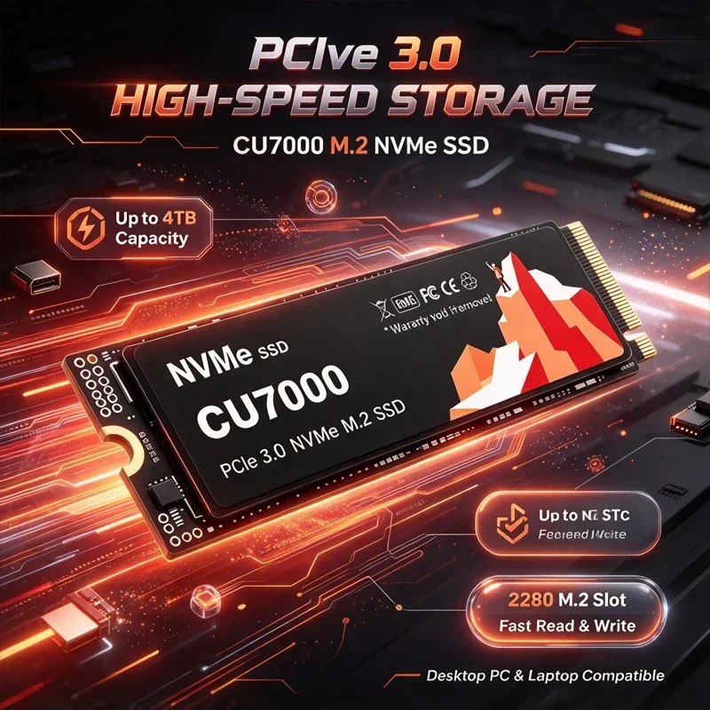Novo SSD M.2 NVMe CU7000 PCIe 3.0 de Alta Velocidade, Unidade de Estado Sólido Interna 500GB 1TB 2TB 4TB Compatível com Laptop e PC de Mesa