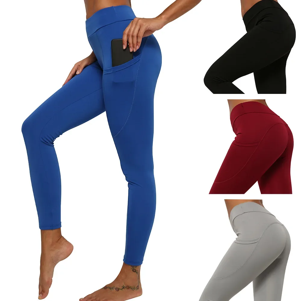 

Legging Womens Gym Sporty Yoga Tights Gym Wear Fitness Clothing Push Up Sports Pants with Pockets Workout Clothes Sportswear