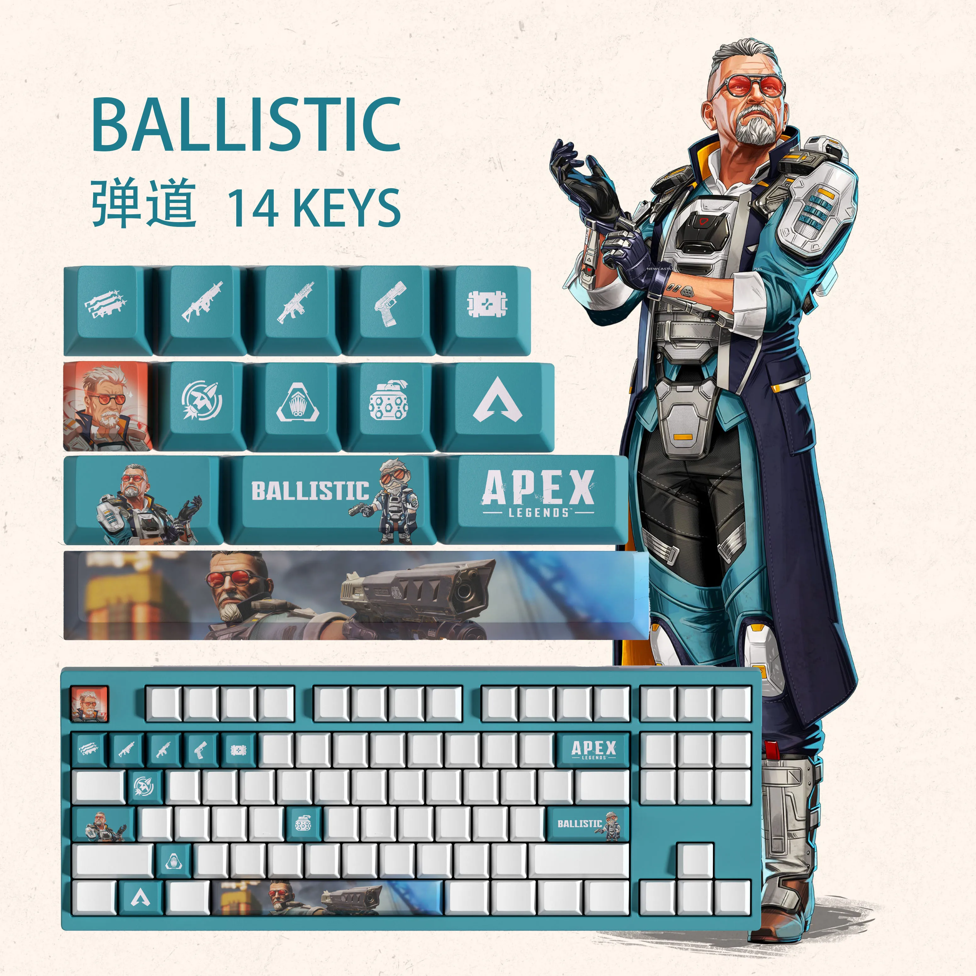 BALLISTIC KEYCAPS APEX keycaps 14KEYCAPS  OEM Profile Apex Legends Keycaps for mechanical keyboard