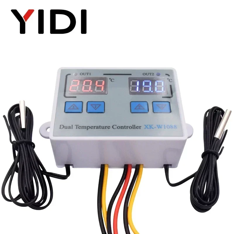 W1088 Dual LED Digital Temperature Sensor Meter Controller Electric Heating Thermostat 220V Aquarium Incubator Thermoregulator