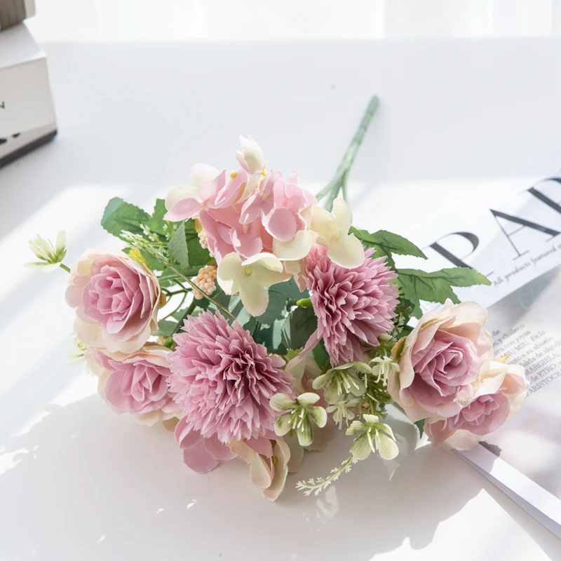 30CM Künstliche Blumen Seide Rosen Hochzeit Bouquet Vase Hause Zimmer Decora Valentine Girlande Scrapbooking Gefälschte Hortensien Diy Geschenke
